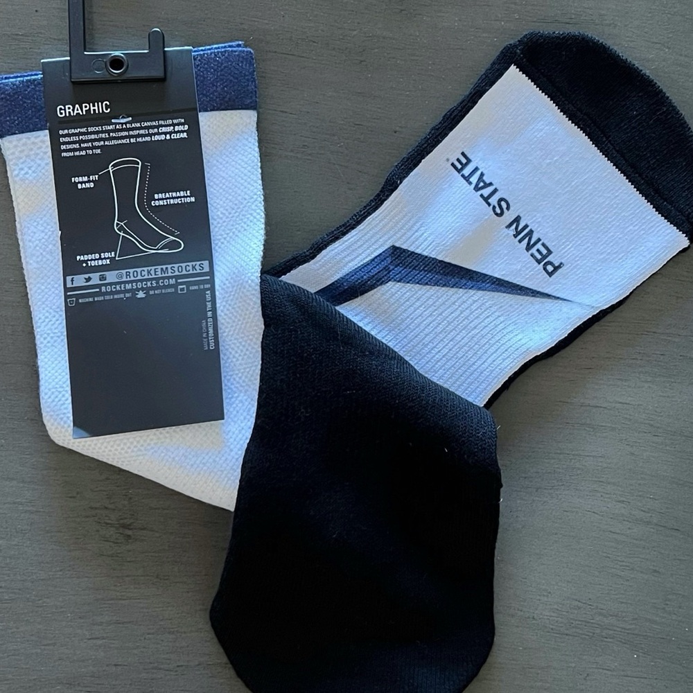 NEW Rock 'EM Penn State Navy Blue White Nittany Lion PSU We Are Socks L XL 9-13 - Picture 5 of 5